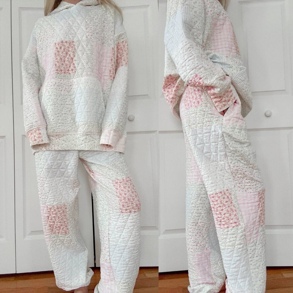 Sunkissed Coconut Quilted Pastel Joggers - Size Medium
